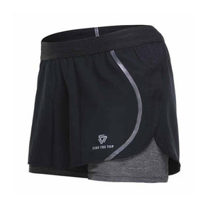 Women Running Sportswear False Two Pieces Compression Shorts