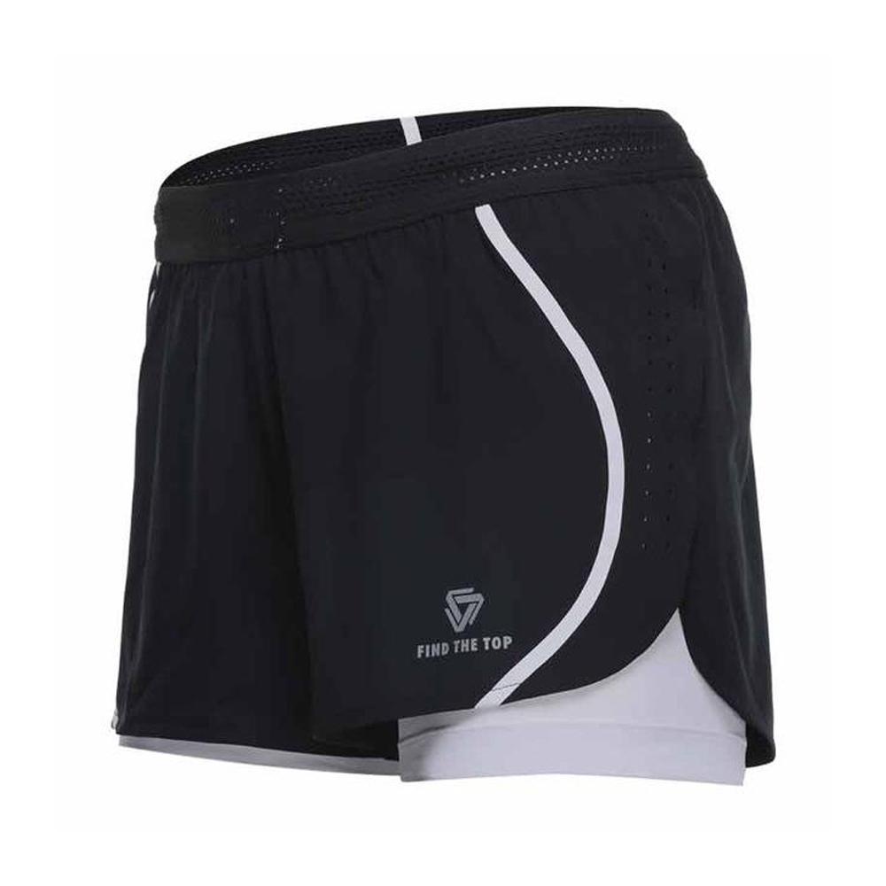 Women Running Sportswear False Two Pieces Compression Shorts