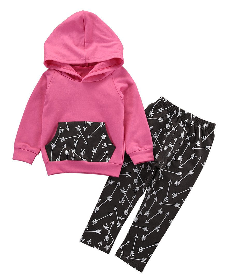 Pink Long Sleeve Hoodie Set