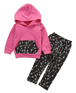 Pink Long Sleeve Hoodie Set