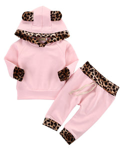Pink Leopard  Hoodie Set