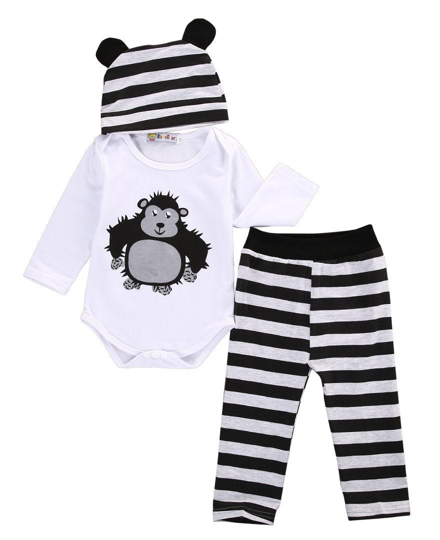 Striped Bear Romper Set
