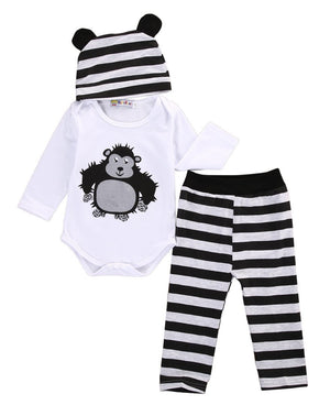 Striped Bear Romper Set