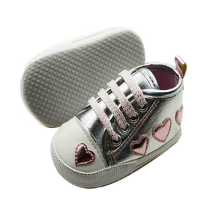 Silver/Pink Love First Walkers