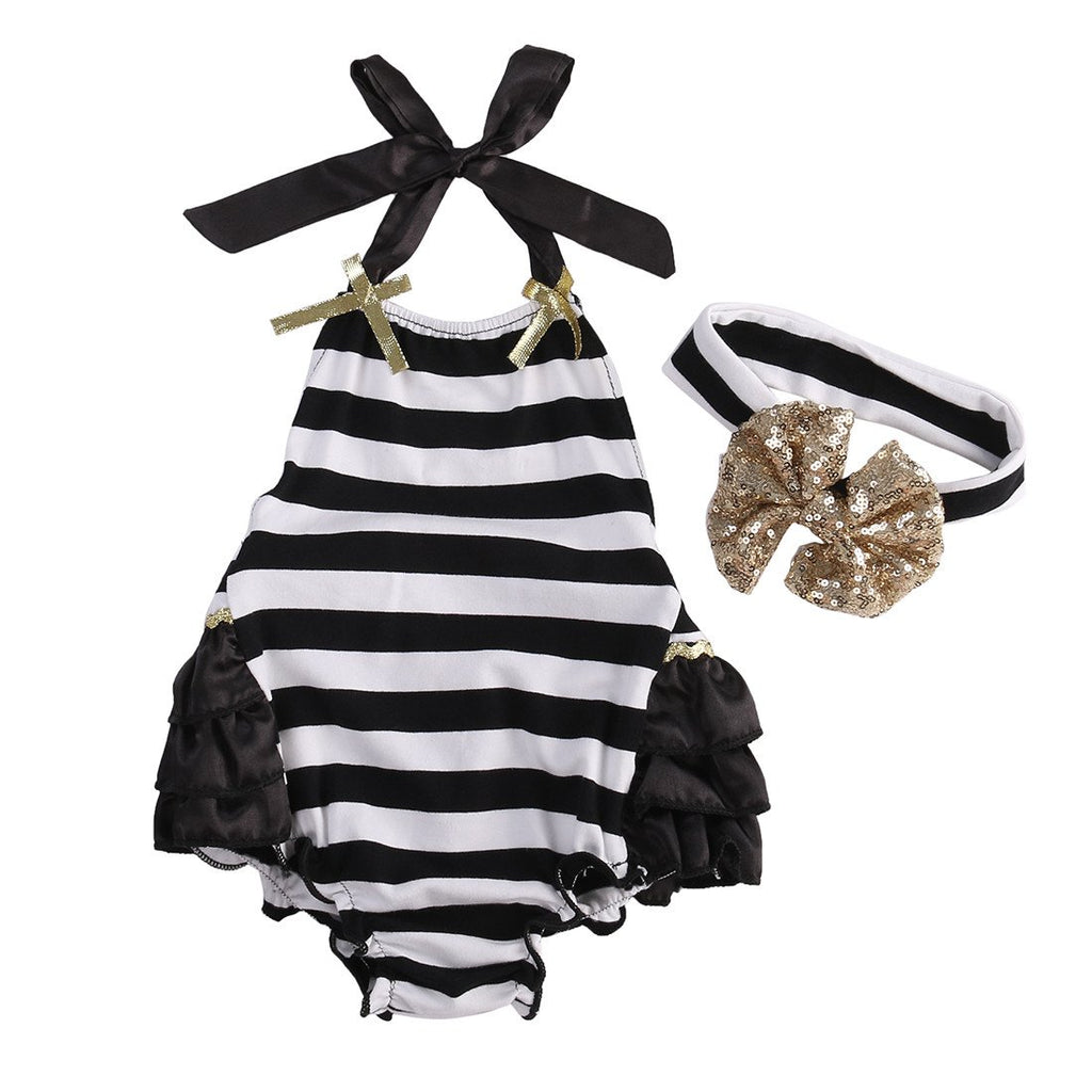 Striped Sleeveless Romper Set