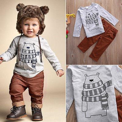 Bear Printed Tops Set