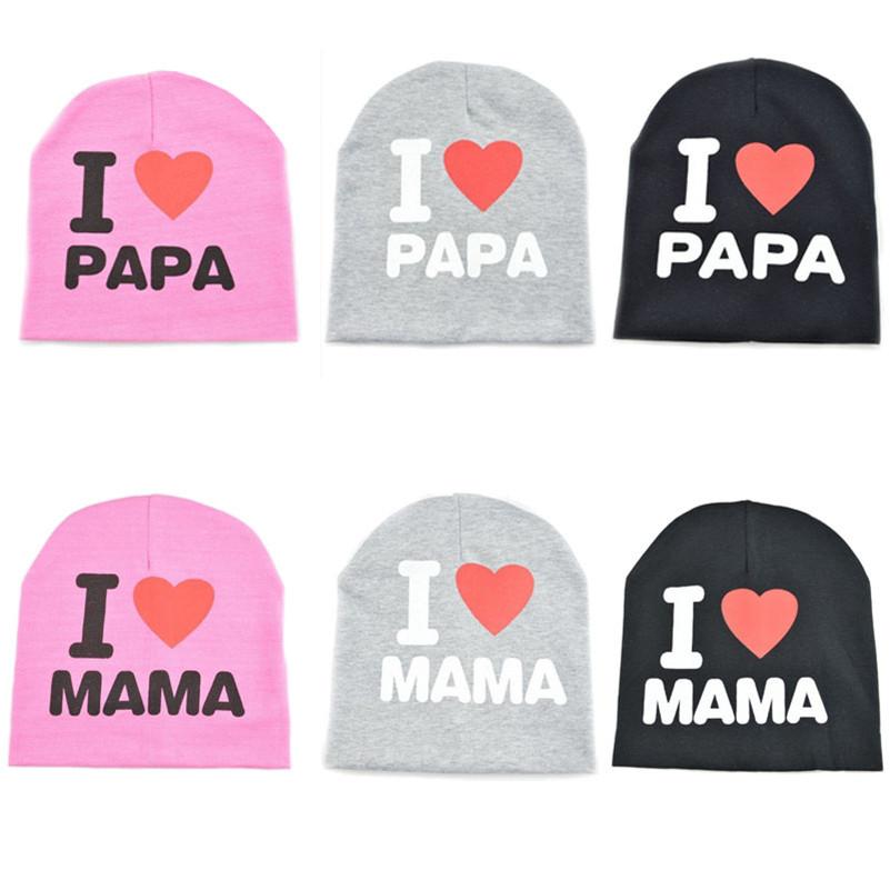 I Love PAPA MAMA Baby Hats Beanies Cute Toddler Kids Newborn Girls Boys Infant Cotton Hat Cap Accessories New