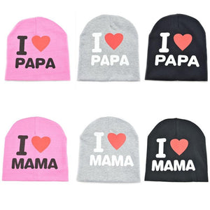 I Love PAPA MAMA Baby Hats Beanies Cute Toddler Kids Newborn Girls Boys Infant Cotton Hat Cap Accessories New
