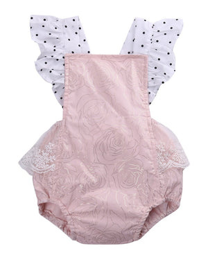 Pink Dot Lace Romper