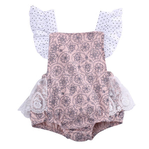 Pink Dot Lace Romper