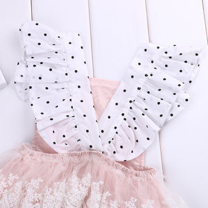 Pink Dot Lace Romper
