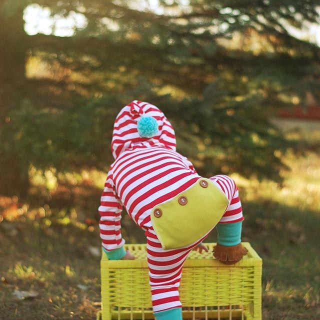 Red Stripes Hoodie Romper