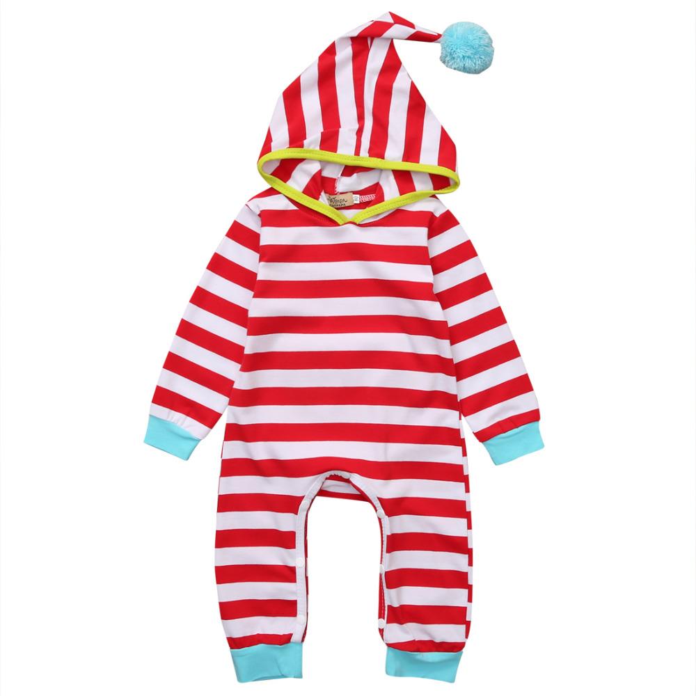Red Stripes Hoodie Romper
