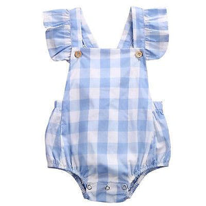 Baby Blue Checkered Romper