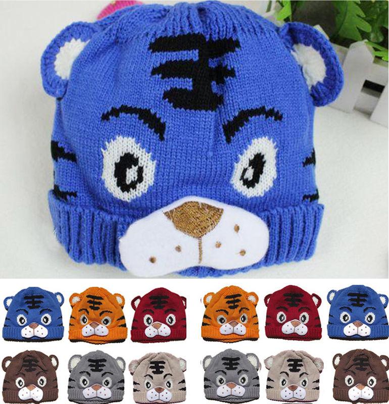 Crochet Knitting Tiger Cap 2016 Spring Autumn Children Knitted Hat Baby Warm Caps Fashion Kids Beanies skull Girl Boy Caps