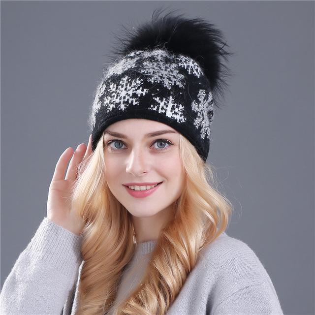 XTHREE real mink pom poms wool rabbit fur knitted hat Skullies winter hat for women girls hat feminino beanies hat
