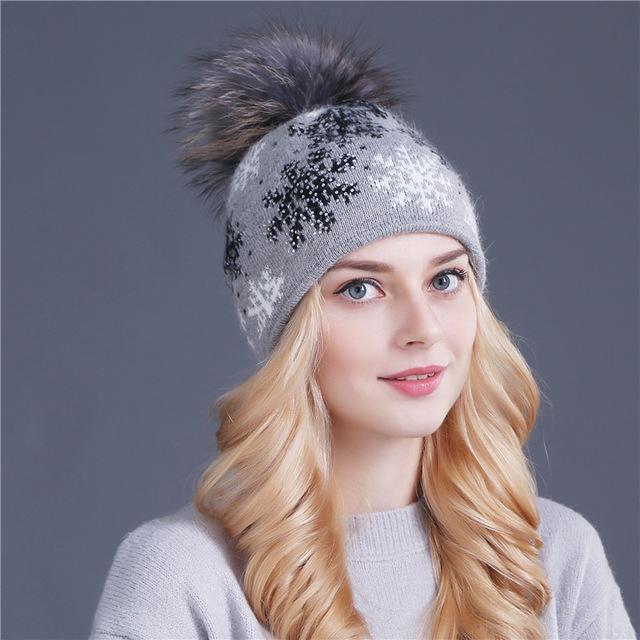 XTHREE real mink pom poms wool rabbit fur knitted hat Skullies winter hat for women girls hat feminino beanies hat