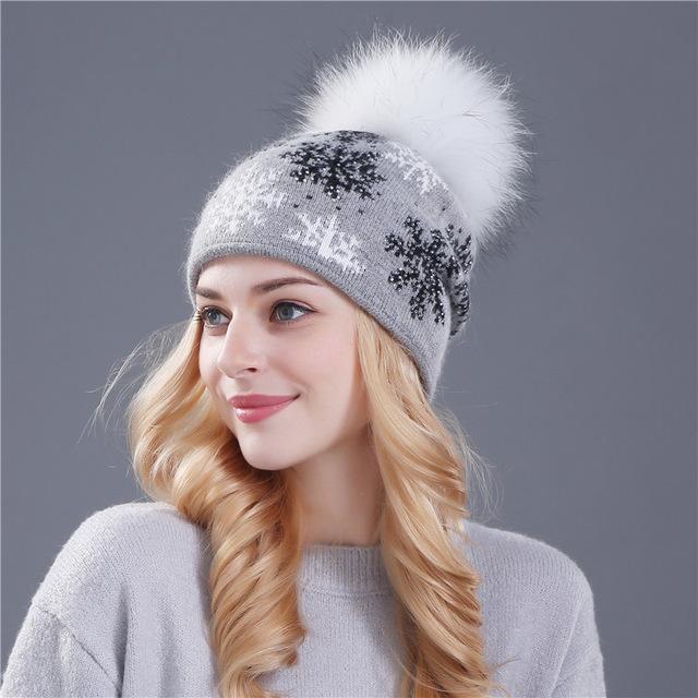 XTHREE real mink pom poms wool rabbit fur knitted hat Skullies winter hat for women girls hat feminino beanies hat