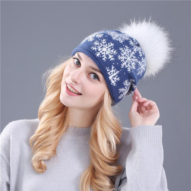 XTHREE real mink pom poms wool rabbit fur knitted hat Skullies winter hat for women girls hat feminino beanies hat