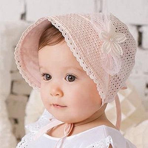 Spring Cap Summer Sweet Princess Hollow Baby Girls Hat Lace-up Beanie Cotton Bonnet Enfant Kids Flower Beanie Lace Floral Cap