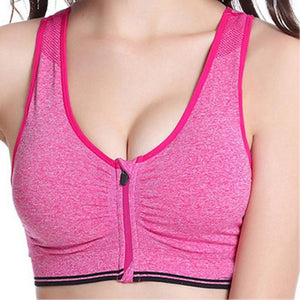 Women Padded Wirefree Zipper Shockproof Sports Bras, Underwear