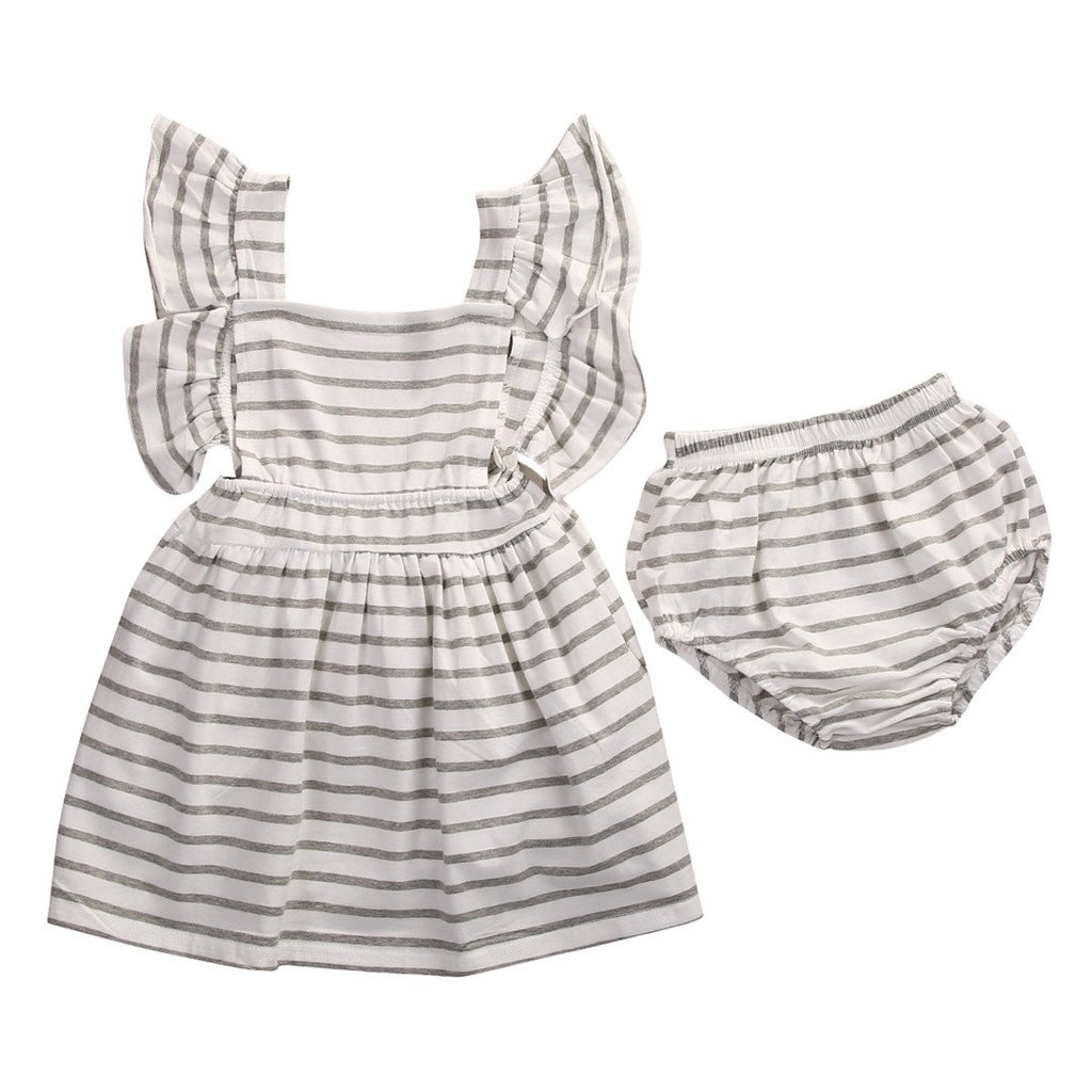 Striped Butterfly sleeves Dress