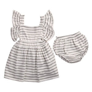 Striped Butterfly sleeves Dress