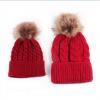 Cute 2Pcs Mother and Kid Child Baby Family Hats Warm Winter Knit Beanie Pom Hat Crochet Ski Cap