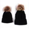 Cute 2Pcs Mother and Kid Child Baby Family Hats Warm Winter Knit Beanie Pom Hat Crochet Ski Cap