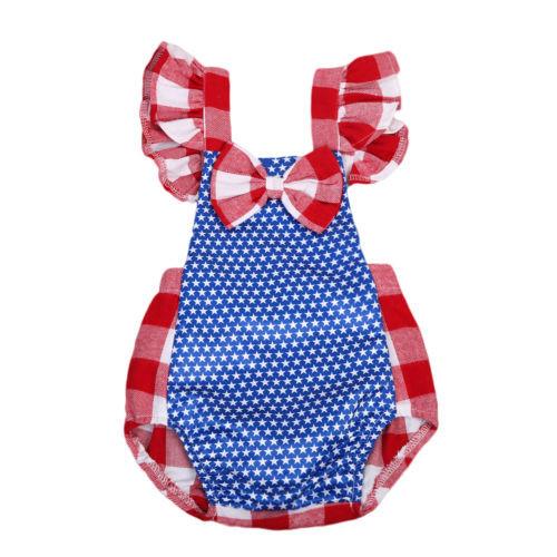 Blue Star Red Checkered Romper