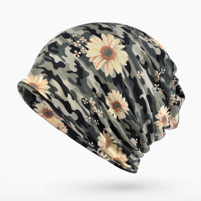Women Summer Outdoors Sport Cycling Skullies Wraps Lady Spring Summer Fall Hiphop Punk Rock Flower Camouflage Thin Beanie Hats