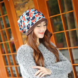 Hot Sell Winter Warm Knitted Cap Camouflage Cotton Fashion Skullies Thicken Skullies Beanies Hats For Women 2 Style 8409