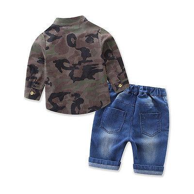 Boy Camouflage Tops+Jeans set