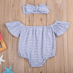 Sky Blue stripes romper