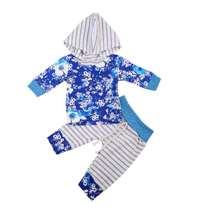 Blue Flowers Hoodie Set