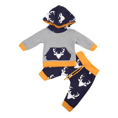 Blue Deer Hoodie Set
