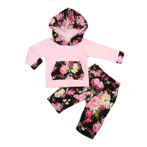 Pink Flowers Hoodie Set