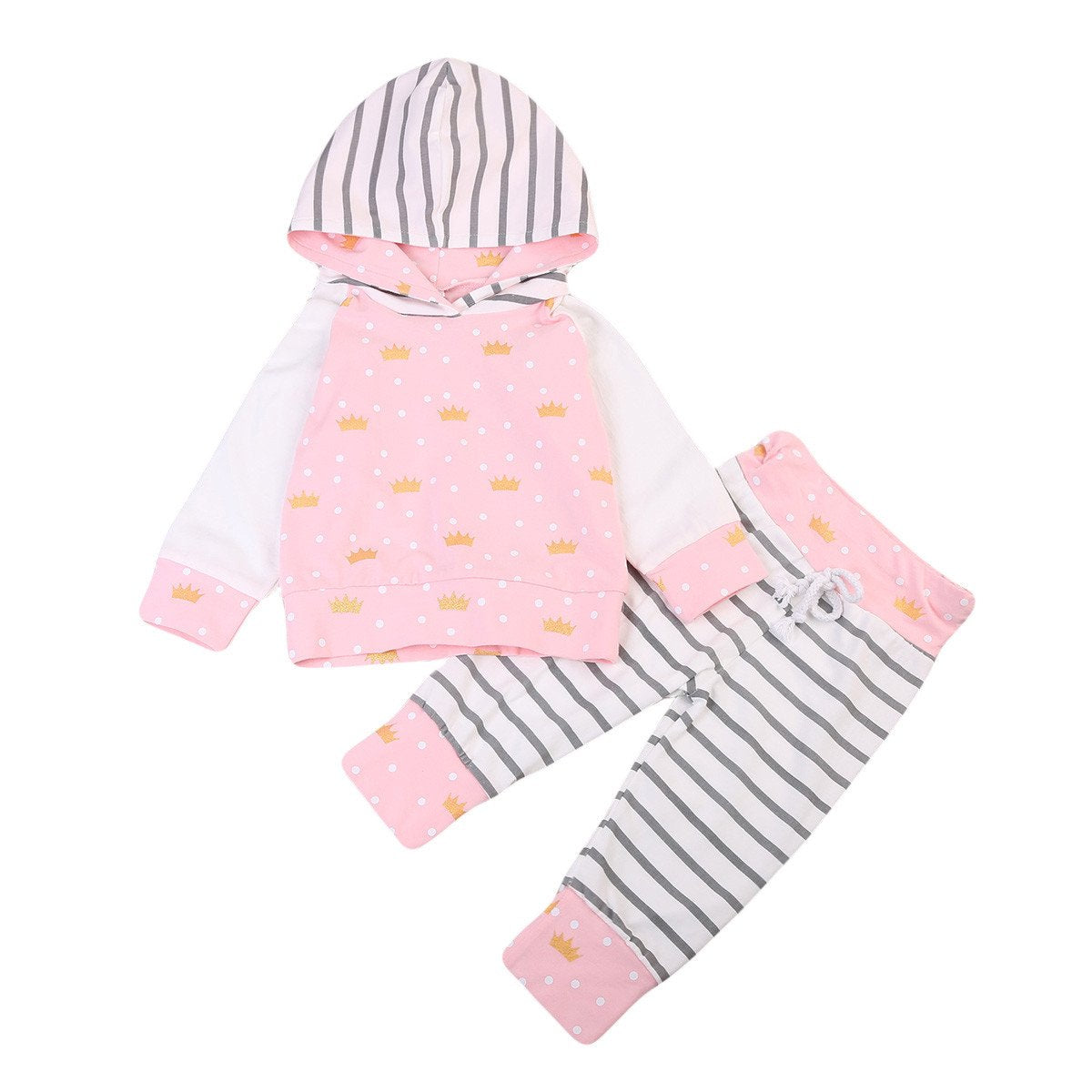 Pink Stripes Hoodie Set