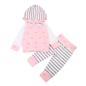 Pink Stripes Hoodie Set