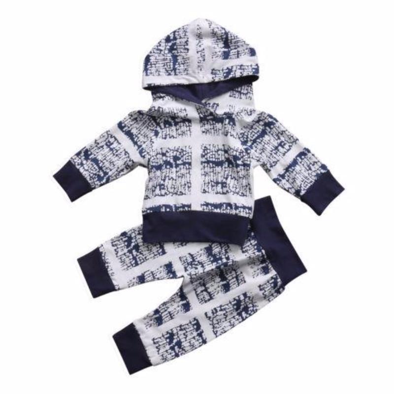 Blue Print Hoodie Set