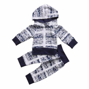 Blue Print Hoodie Set