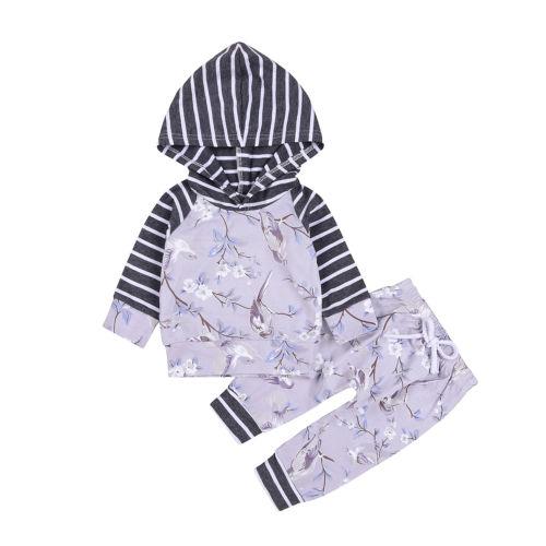 Purple Stripes Hoodie Set