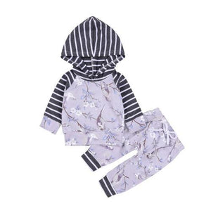 Purple Stripes Hoodie Set