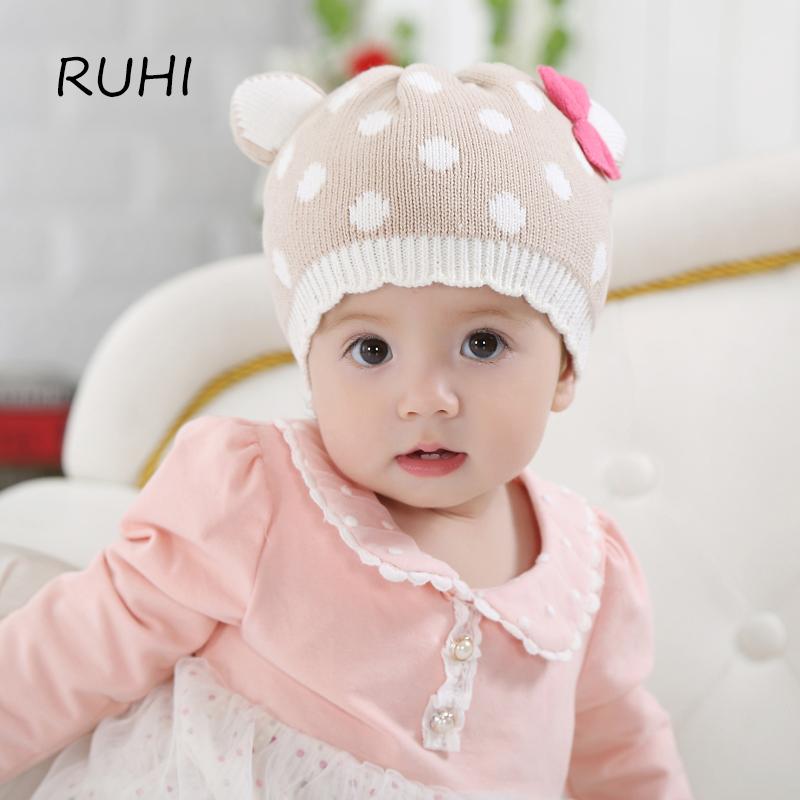 RUHI 2017 Winter Spring Baby Girl Hat Children Girl Kids Beanie Winter Ear Caps For Girls Ripple Girls Hats Hign Quality BMZ40