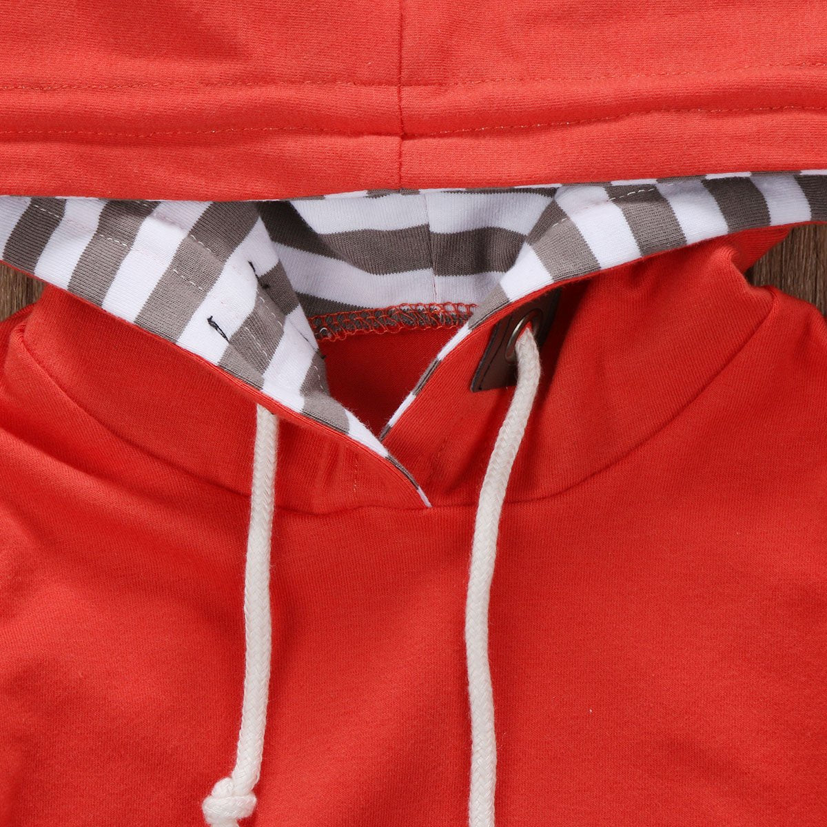 Red Hoodie + Striped Pants Set