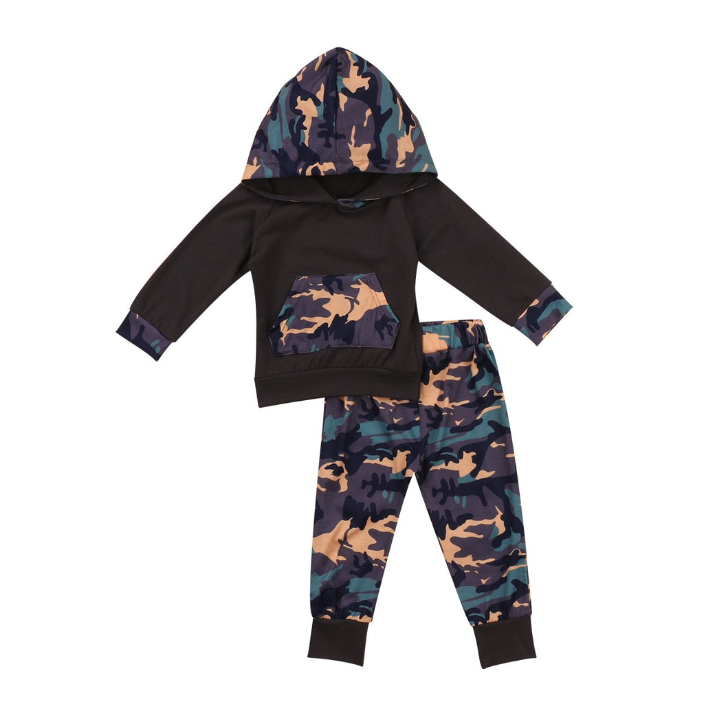 Blue Camouflage Hoodie Set