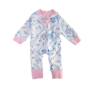 Pink Blue Bow Romper