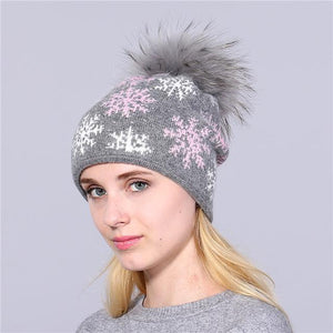 XTHREE real mink pom poms wool rabbit fur knitted hat Skullies winter hat for women girls hat feminino beanies hat