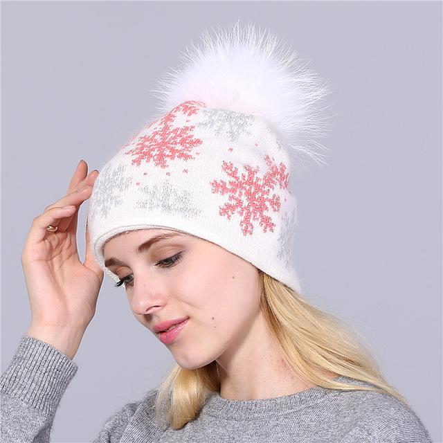 XTHREE real mink pom poms wool rabbit fur knitted hat Skullies winter hat for women girls hat feminino beanies hat