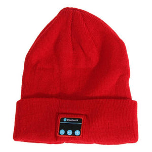 Wireless Bluetooth Smart Cap Knitted Soft Warm Beanie Hat Headphone Headset Caps Handsfree Phone Calls with Microphone Black Red